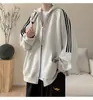 Chamarra con Capucha Estilo Americano Pesado para Hombre Otoño Marca de Moda Holgada Patchwork Bloque de Color Cremallera Casual Cárdigan Superior