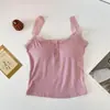 Nova Camisola de Renda com Botões Feminina de Verão, Peça Íntima Curta Pura Desejo com Bojos, Roupa Externa Fina