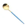 Conjunto de Talheres de Aço Inoxidável Português Transfronteiriço Quatro Peças Principais Talheres para Comida Ocidental Celebridade da Internet Colher de Café com Pintura Assada Faca e Garfo de Bife