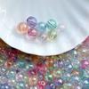 Cuentas Redondas Transparentes Color AB Sin Agujero Agujero Recto Cuentas Iridiscentes para DIY Hecho a Mano Agujero Pasante Enhebrar Cuentas Sueltas Materiales para Accesorios de Ropa