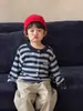 Casaco Suéter de Malha Listrado para Bebê Menino Roupas de Outono 2026 Novo Estilo Coreano Roupas Infantis Conjunto de Calças Casuais para Meninos
