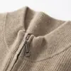 Nova coleção outono e inverno de Bai Cai Rong: suéter de malha masculino com meio zíper, 100% caxemira pura, modelagem solta, casual e estilo business