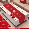 Nuevo Camino de Mesa Rojo Estilo Chino para Boda, Mantel para Mesa de Café, Decoración de Sala de Boda de Lujo Ligero de Gama Alta, Mantel Largo Festivo Estilo Chino