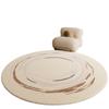Alfombra Redonda para Sala de Estar, Dormitorio, Alfombrilla de Mesita de Noche, Felpudo de Alto Nivel para Vestidor, Cojín de Suelo para Sillón de Estudio Estilo Crema
