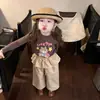 Novo Conjunto de Outono para Meninas Estampa de Desenho Animado Fofa Blusa de Manga Longa com Calcinha Calças de Perna Larga Moda Tendência