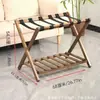 Portamaletas Plegable de Madera, Estante de Almacenamiento de Maletas de Doble Capa, Soporte de Suelo para Maletas de Madera Maciza para Almacenamiento