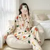 Venta al por mayor de fábrica Pijamas para mujer Manga larga Primavera y Otoño Ropa de casa Cárdigan Casual Estilo Girly Conjunto Otoño e Invierno Delgado
