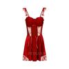Pijama Ziqu novo sexy puro desejo camisola com alça de orelha de madeira com bojo renda transparente estilo corte 6316
