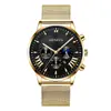Reloj de Negocios para Hombre Transfronterizo Nuevo Simple Falso Tres Ojos Hebilla Oculta Personalizada Malla Casual Calendario Reloj de Cuarzo