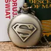 Reloj de Bolsillo de Cuarzo Modelo Más Vendido, Nuevo Retro Personalizado Superman Patrón de Cara Azul Collar Reloj de Bolsillo Grande, Reloj de Bolsillo para Estudiantes