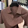 2026 Nueva Camiseta Casual de Manga Corta con Cuello en V y Cuello de Gaviota Estilo Old Money Cuello Tijera para Adultos Mayores