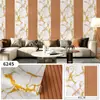 Papel pintado autoadhesivo de PVC a rayas para renovación transfronteriza con patrón de rejilla de veta de madera, papel pintado pelable y pegable