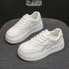 Primera Capa Piel de Vaca Suela Gruesa Cómodos Punta Redonda Zapatos de Lona para Mujer Otoño 2026 Nuevos Zapatos Deportivos Casuales Zapatos Blancos Pequeños para Niños
