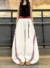 Calça Jogger Color Block Patchwork Listrada Retro Americana com Cintura Dupla para Mulheres, Calça Larga para Dança Jazz Esportiva