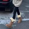 Botas de Nieve para Montar para Mujer 2026 Invierno Nuevas Botas de Algodón Gruesas y Cálidas Largas con Correa de Hebilla de Cuero Integrada con Piel Sintética Super Cálidas Desmontables