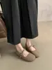 Sapatos de pele estilosos de fada para mulheres, roupas de inverno ao ar livre, estilo francês para noite, temperamento feminino, além de veludo, sapatos Mary Jane simples, sapatos baixos de algodão