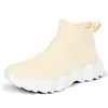 Otoño Nuevo Moda de Mujer Color Sólido Zapatos Slip-On de Caña Alta Zapatos Lazy de Suela Gruesa Zapatos Casuales Fly-Knit Moda