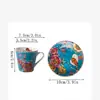 Nuevo juego de taza y platillo de café de estilo europeo de lujo ligero con temática de flores y pájaros para el té de la tarde, exquisito y elegante con asa, estilo ins