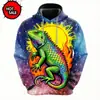 Sudadera con Capucha 3D de Animales Salvajes de Colores, Diseño Creativo Único de Bestias Feroces y Pájaros, Corte Holgado, Sudadera de Pareja de Moda