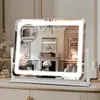 Espejo de Escritorio para Maquillaje con Luz, Espejo de Tocador Inteligente USB, Luz Ajustable de Tres Colores, Espejo de Maquillaje Cuadrado LED, Dedicado para Maquilladores