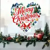 Estilo Acuarela Retro Corazón Navidad Santa Pegatina Estática para Ventana de Vidrio Sala de Estar Balcón Ventana de Piso a Techo Pegatina de Decoración Navideña