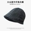 Chapéu de Pescador Irregular em Jeans Retrô Britânico Estilo Novo Primavera e Outono Emagrecimento Facial Proteção Solar Sombra Chapéu Balde