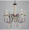 Lustre Esculpido Desgastado Estilo Country Americano Francês Vintage para Duplexes, Salas de Jantar e Salas de Estar, Lustre Retrô, Madeira Maciça, Luxo Leve