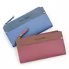 Carteira Feminina Longa Couro Cor Sólida Moda Carteira Porta-Moedas Clutch Porta-Cartões Bolsa de Armazenamento