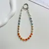 Cadena de Cristal con Cuentas Hecha a Mano para Teléfono Móvil de Celebridad de Internet para Mujeres, Llavero Exquisito y de Alta Gama Junta de Llavero Cadena Corta para Colgar el Teléfono Móvil en la Muñeca