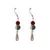 Pendientes de gancho para la oreja con forma de gota de agua de cristal retro, estilo hanfu antiguo, personalidad de nicho simple, temperamento de celebridad de Internet
