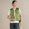 Colete Verde Song Jin Novo Colete Chinês Feminino 2025 Novo Primavera e Verão Estilo Nacional Colete Curto Top Sem Mangas