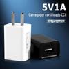Carregador 5V1A Certificado 3C Cabeça de Carregamento USB Adaptador Universal Inteligente Cabeça de Carregamento 5V1A
