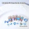 Arte de Unhas Colorida de Macaron, Acessórios de Liga Leve Azul Claro, Urso Azul Lago, Coração, Laço, Decorações de Unhas Pintadas com Spray