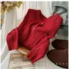 Hilo de mecha Andy Calidad Terciopelo Otoño e Invierno Marca Pony Suéter de Punto Cuello Redondo Giro Vintage Ajustado Suéter Suéter