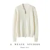 Abrigo tipo suéter con cremallera, color liso, 100% cachemira pura, cárdigan grueso de punto trenzado, camisa básica de cuello alto para invierno