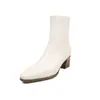Botas Elásticas Super Esticáveis Femininas Botas Emagrecedoras Outono Inverno Novo Bico Quadrado Salto Grosso Salto Médio Zíper Traseiro Estilo Coreano Botas Elásticas de Cano Curto Femininas