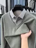 Suéter Dos en Uno Estilo Old Money para Hombre, Nuevo Otoño/Invierno Casual de Negocios Cálido Camisa de Punto Pulóver