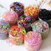 Accesorios para el cabello para niños, cuerda para el cabello para bebés, venta al por mayor, banda de goma desechable, banda de goma pequeña transparente, caja de regalo, latas de almacenamiento