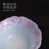 Taza de Pétalos con Pie Alto de Vidriado Cristalizado, Taza de Té Cerámica Horneada en Horno para el Hogar, Taza de Degustación, Juego de Té Kung Fu, Taza de Maestro, Cuenco de Té