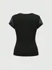 Camiseta de Manga Corta Estilo Hot Girl Retro Americano Y2K con Estampado de Alas de Pedrería Corte Ajustado Top Ropa para Mujer Venta al por Mayor
