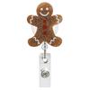 Glitter Acrílico Natal Gingerbread Man Transparente Retrátil Giratório Jacaré Clipe Distintivo Fivela Fácil de Puxar