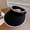 Chapéu de sol de verão feminino, dobrável, com cobertura facial, aba extra grande, chapéu de sol com topo aberto, adequado para ciclismo, trançado de palha
