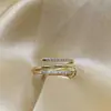 Anillo Ladrillo de Diseño Nicho de Alta Gama Lujo Accesible para Mujer Moda Europea y Americana Creativo Zirconia Chapado en Oro Anillo Abierto Ajustable