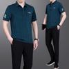 Novo Conjunto Esportivo Casual de Verão 2021 para Homens de Meia-Idade e Idosos, Calça de Seda Gelada de Manga Curta para o Papai