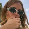Óculos de Sol Estilo Vaca Estilo Euro e Americano Moda Retro Oval Óculos de Sol de Armação Pequena Personalizados Óculos de Sol Manchados