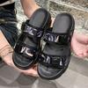 Pantuflas Casuales Versátiles de Mujer de Moda con una Correa, que Aumentan la Altura, de Suela Gruesa y Suela Blanda, Modelo Nuevo para Verano 2025, para Uso en Exteriores