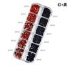Parche plano para uñas con 12 rejillas de acrílico, diamantes de imitación plateados, tamaño AB y rojo, de resina mixta