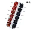 Acessórios para Nail Art 12 Compartimentos Diamante Acrílico Strass Prata Ab Vermelho Grande Tamanho Misto Resina Flat Base Inferior Adesivo de Unha