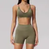 Conjunto de Ropa de Yoga Sin Costuras Europeo y Americano con Diseño de Espalda Cruzada, Cintura Alta, Levanta Glúteos, Adecuado para Correr al Aire Libre y Yoga Fitness 3597