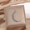 Collar con colgante de media luna de una sola capa, de venta caliente transfronteriza entre Europa y Estados Unidos, collar largo y sencillo, cadena de suéter para mujer